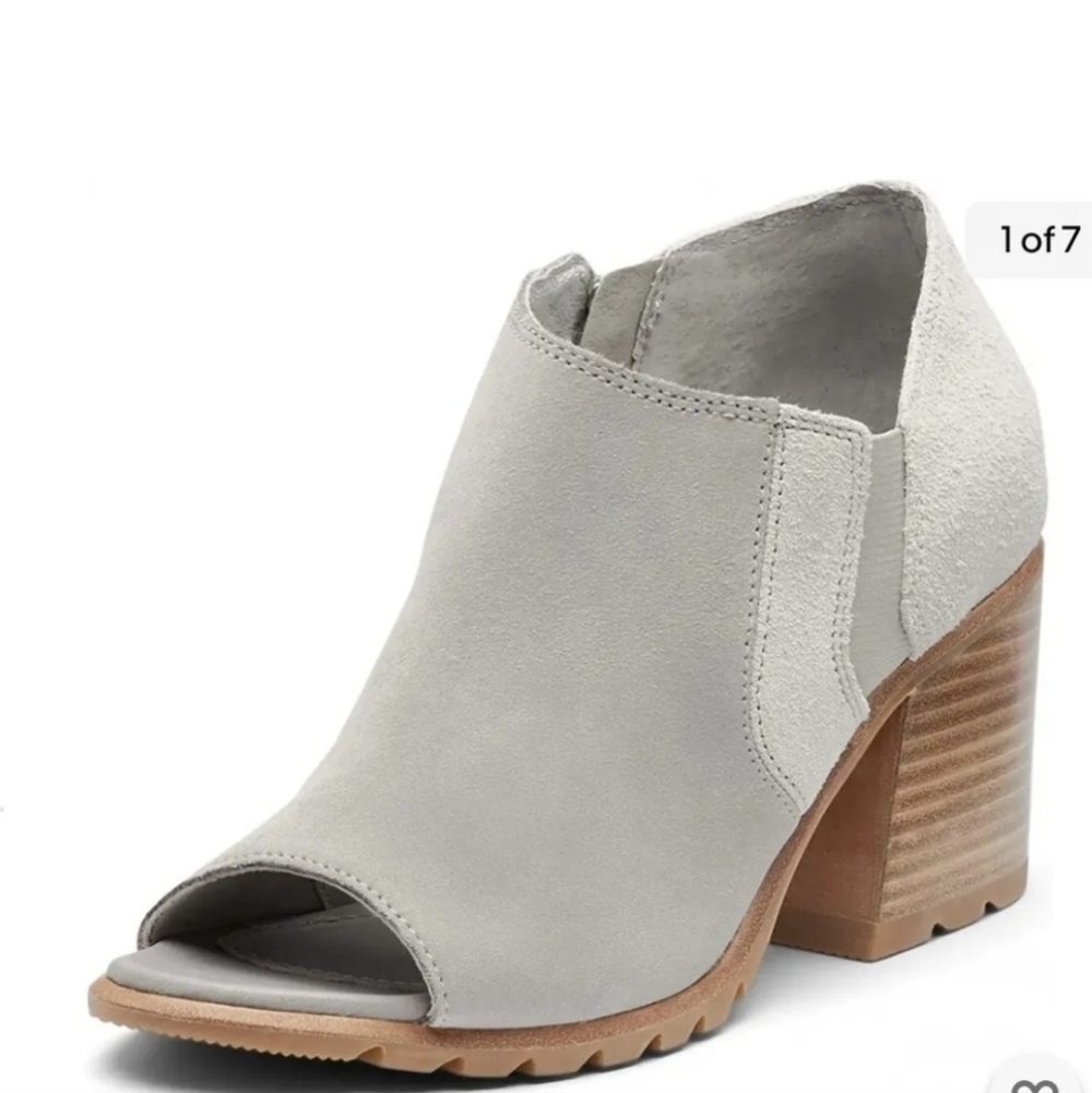 NEW NIB Sorel Women Nadia Ankle Suede Peep Toe Heels Boots shoes sz 9.5